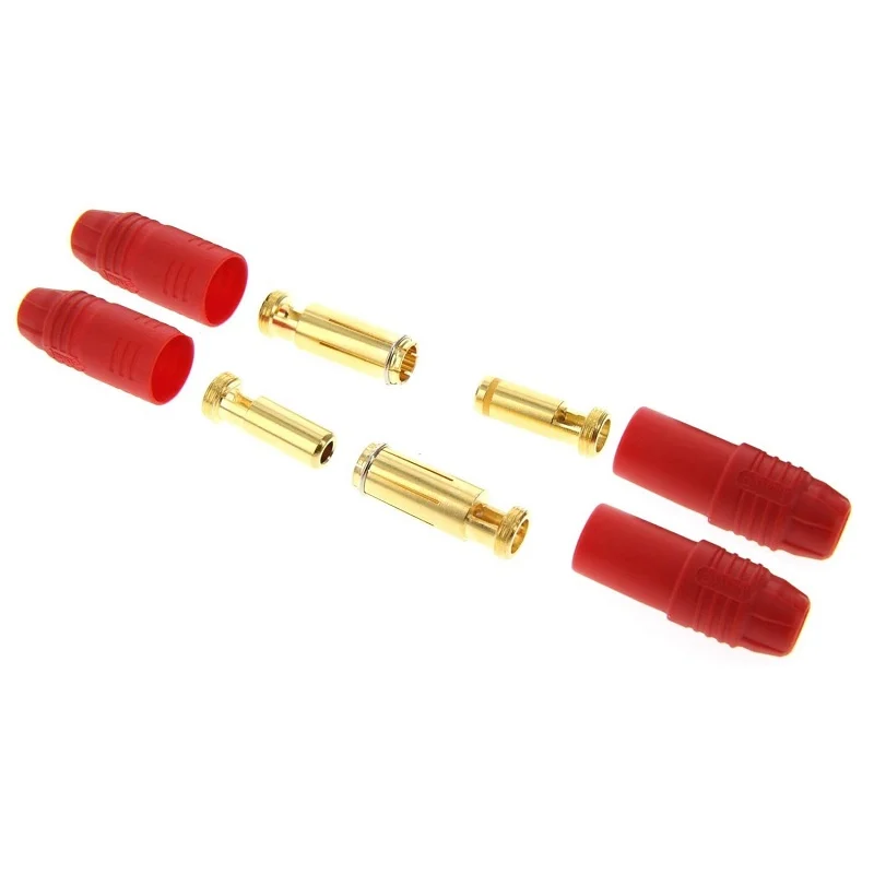 AS150-Anti-Spark-Self-Insulating-Gold-Plated-Bullet-Connector-RED