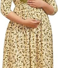 Feeding Kurti Gown Floral Printed Pure Cotton Maternity Nighty Dress Maxi Night Wear Kurta