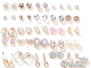 Surgical Stainless Steel Earrings Set, Brand, 30 Pairs, Cute, Earrings, Women's, Popular, Simple, Hypoallergenic, Earrings, Swaying, South Korea, Cute, Studs, Stars, Flowers, Small