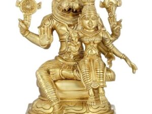 Astadhatu Brass Made Shri Lakshmi Nrusingh puja Idol/Lakshmi Narasimha Decorative Idol to Remove All Kind of Negative Energy (3 cm)